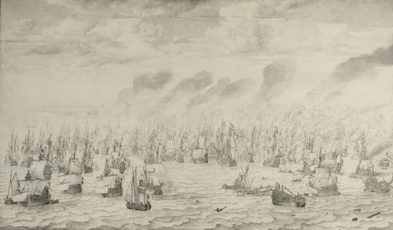 episódio da primeira anglo-guerra (1652-54) de Willem van de Velde the Elder