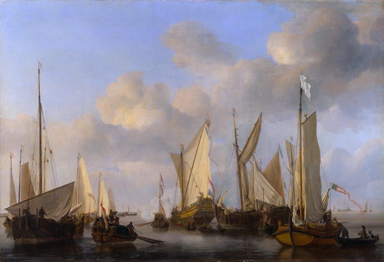 Um, holandês, iate, saudando de Willem van de Velde the Younger