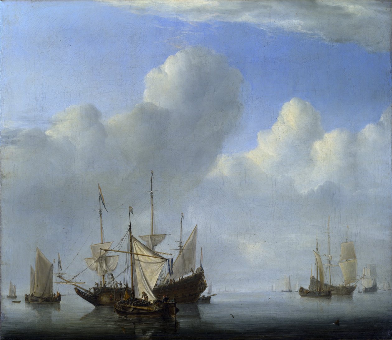 Um navio vindo para ancorar e outro sob a vela de Willem van de Velde the Younger