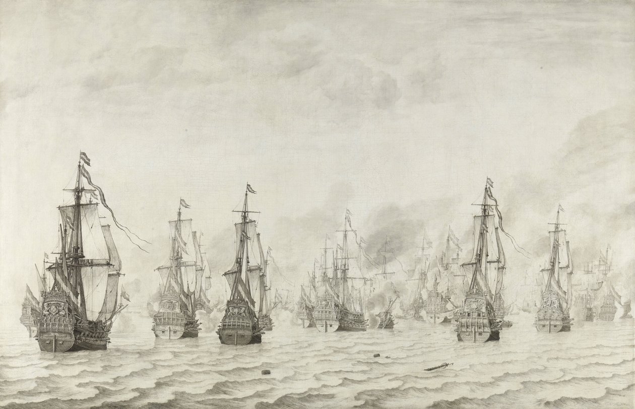 A Batalha de Dunquerque, 1659 de Willem van de Velde the Elder
