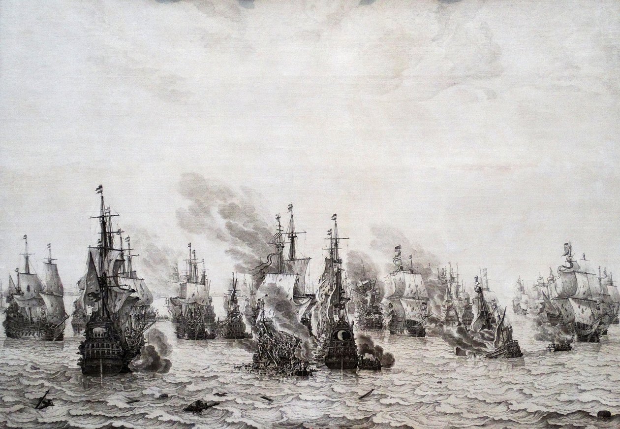 A batalha de livorno de Willem van de Velde the Elder