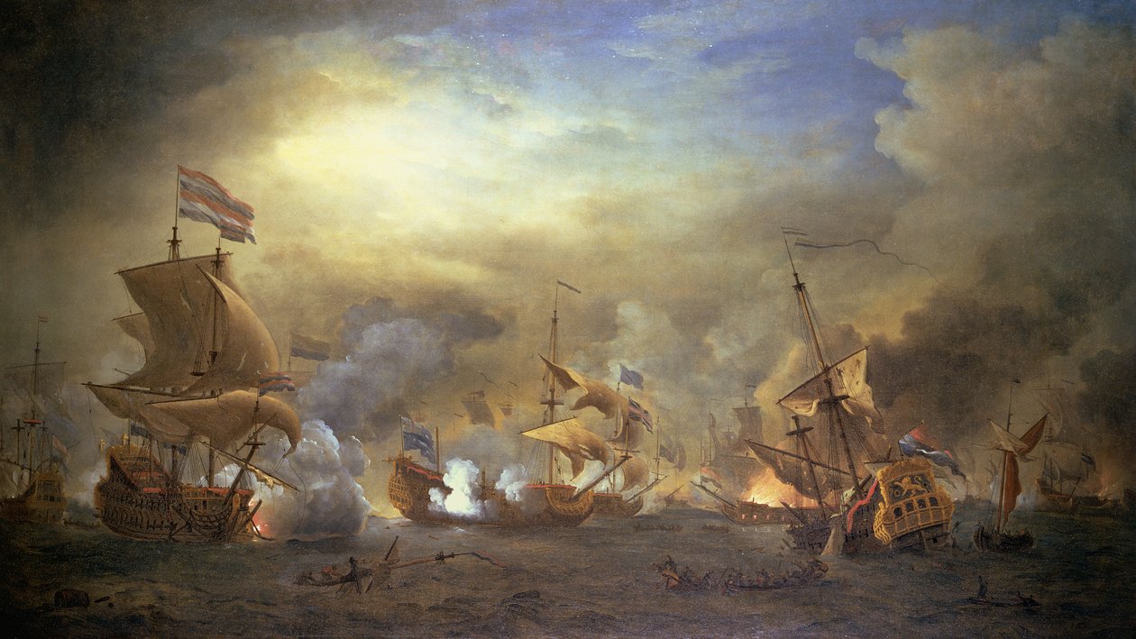 A Batalha do Texel, Kijkduin, 1673 de Willem van de Velde the Younger