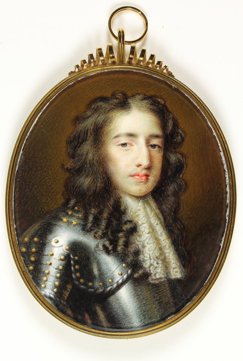 William Prince of Orange, mais tarde Rei William III (aguarela em marfim) de Willem (after) Wissing