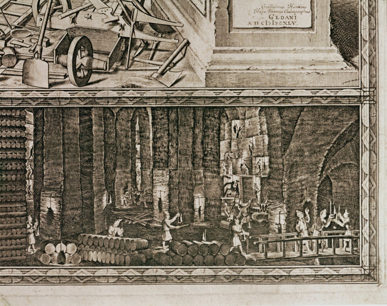 As minas de sal de Wieliczka, perto de Cracóvia, produziam cerca de um terço do rendimento dos reis polacos ... (gravura) de Willem (c.1597 1660) Hondius