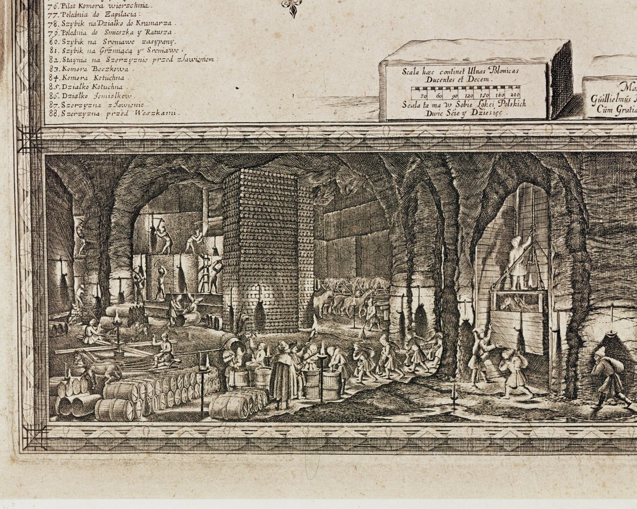 As minas de sal de Wieliczka, perto de Cracóvia, produziam cerca de um terço do rendimento dos reis polacos ... (gravura) de Willem (c.1597 1660) Hondius