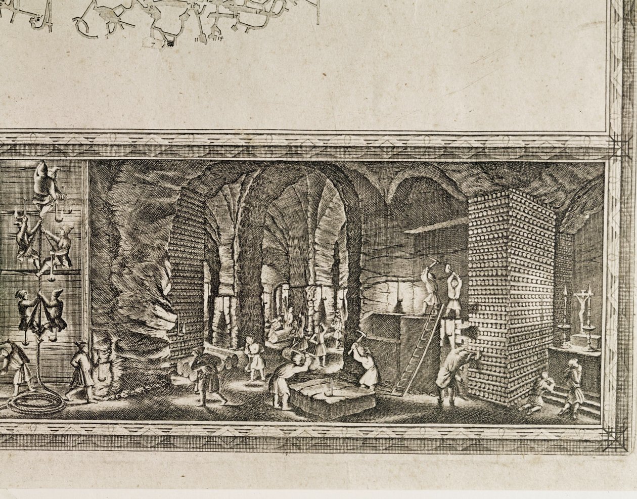 As minas de sal de Wieliczka, perto de Cracóvia, produziam cerca de um terço do rendimento dos reis polacos ... (gravura) de Willem (c.1597 1660) Hondius