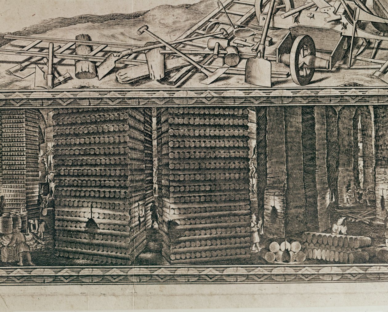 As minas de sal de Wieliczka, perto de Cracóvia, produziam cerca de um terço do rendimento dos reis polacos ... (gravura) de Willem (c.1597-1660) Hondius