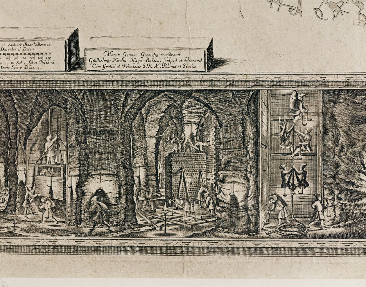 As minas de sal de Wieliczka, perto de Cracóvia, produziam cerca de um terço do rendimento dos reis polacos ... (gravura) de Willem (c.1597-1660) Hondius
