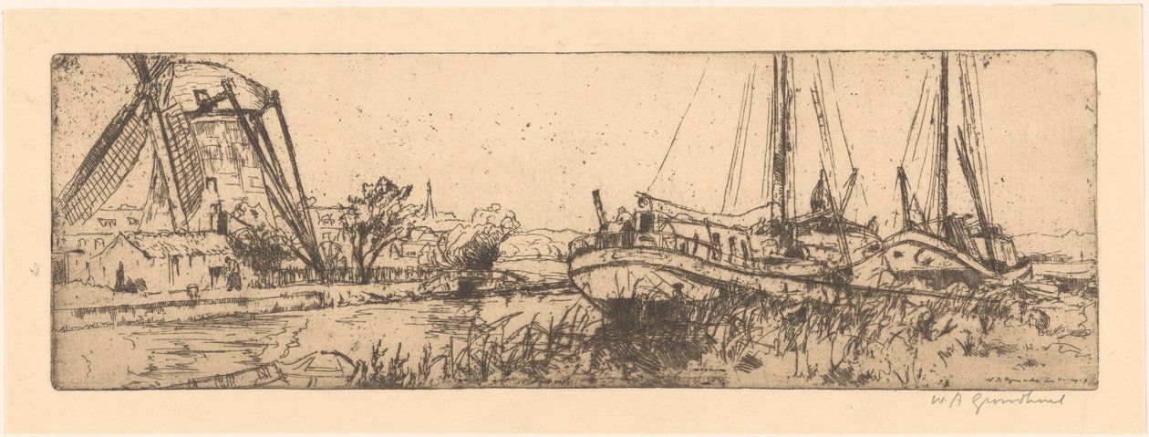 De Vliet (título original) de Willem Adrianus Grondhout (signed by artist)