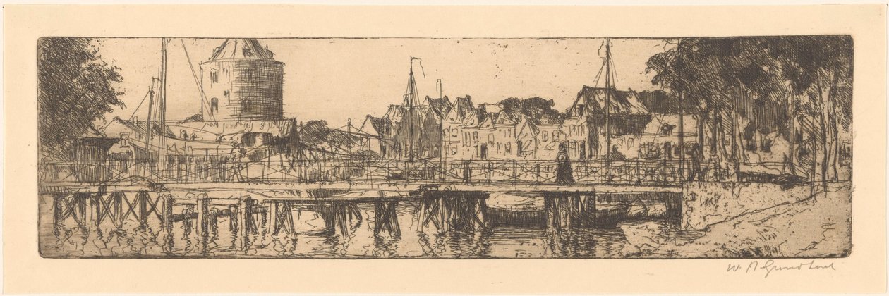 Enkhuizen de Willem Adrianus Grondhout (signed by artist)