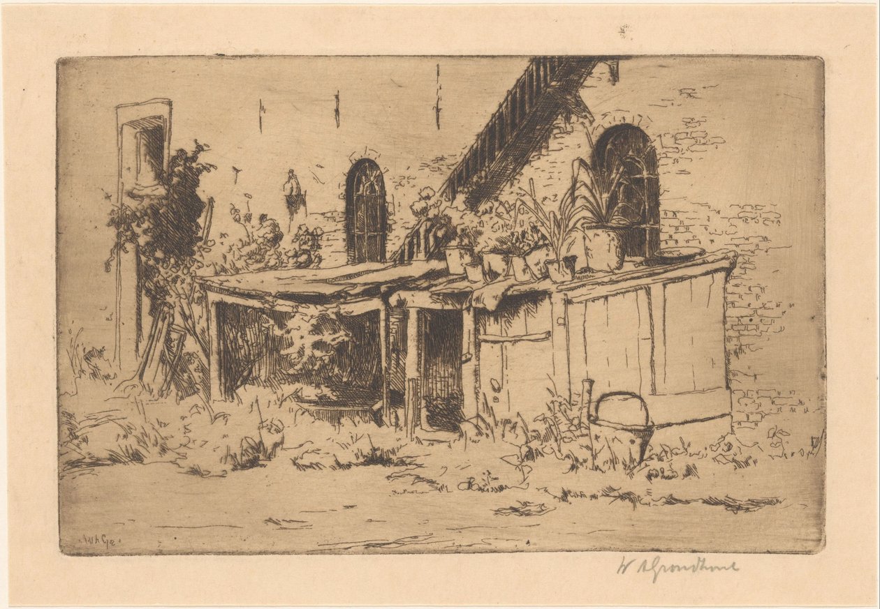 Galinheiro em um jardim em Voorburg de Willem Adrianus Grondhout (signed by artist)
