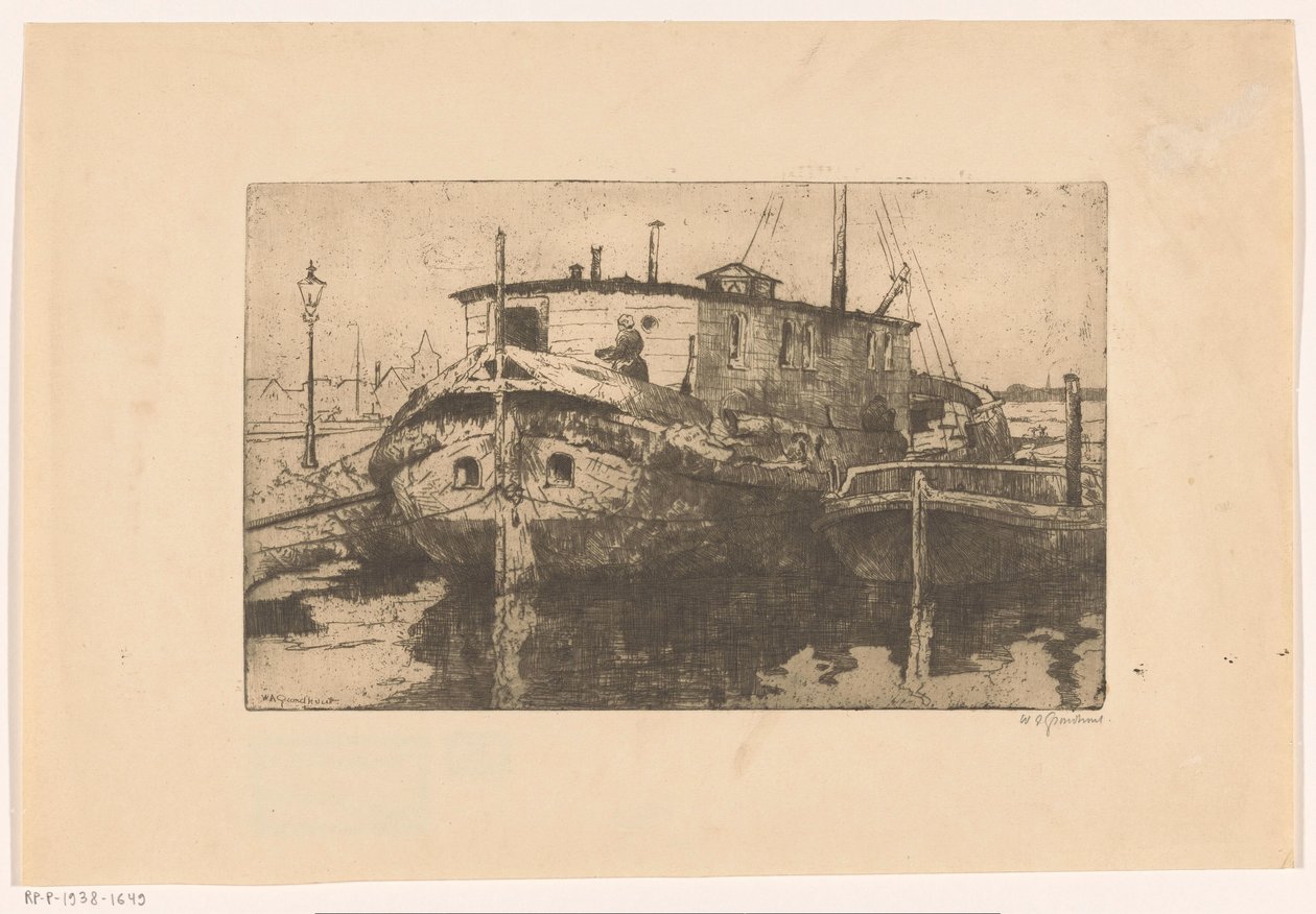 Laakhaven em Haia de Willem Adrianus Grondhout (signed by artist)