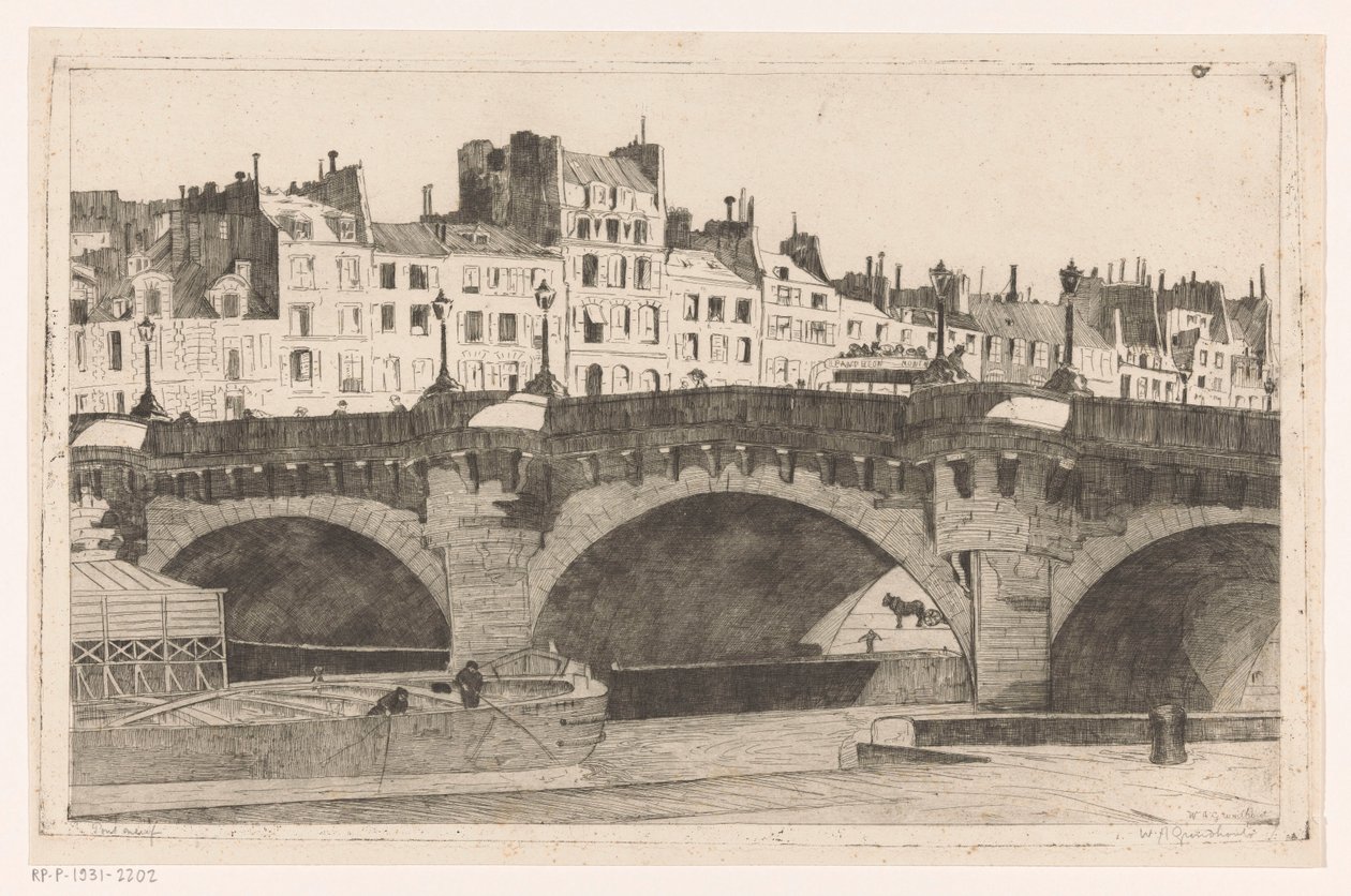 Pont Neuf (título original sobre o objecto) de Willem Adrianus Grondhout (signed by artist)