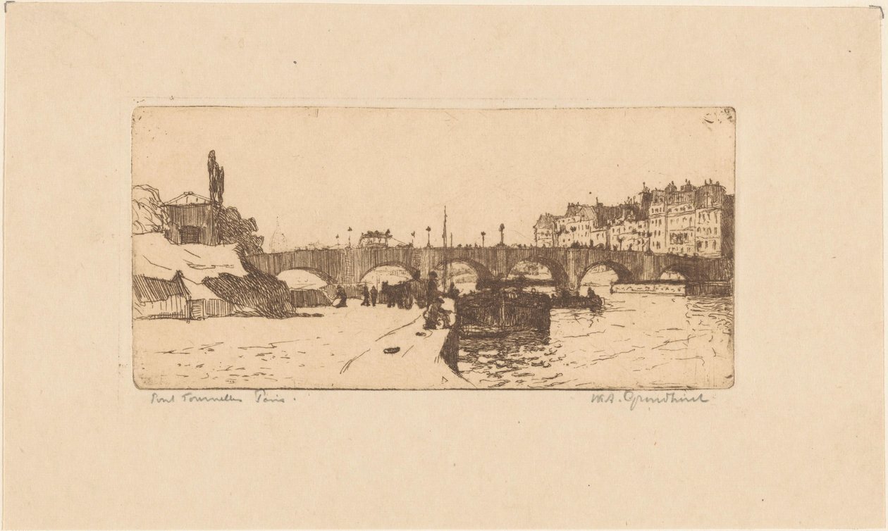 Pont de la Tournelle em Paris de Willem Adrianus Grondhout (signed by artist)