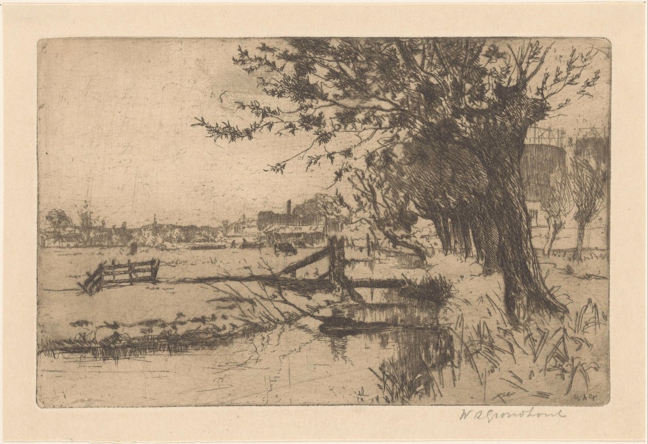 Vala nas Obras Municipais de Gás em Binckhorst, em Haia de Willem Adrianus Grondhout (signed by artist)
