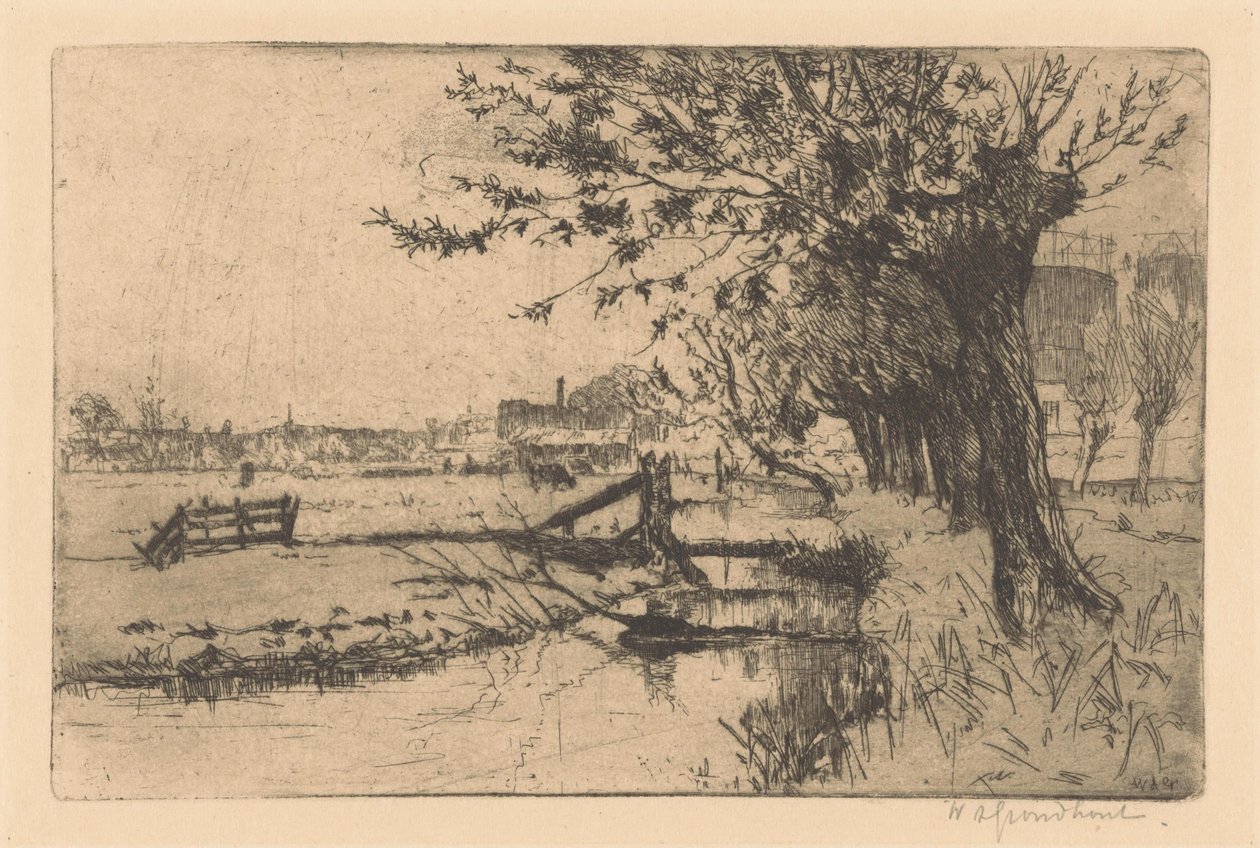 Vala na Fábrica Municipal de Gás em Binckhorst em Haia de Willem Adrianus Grondhout (signed by artist)