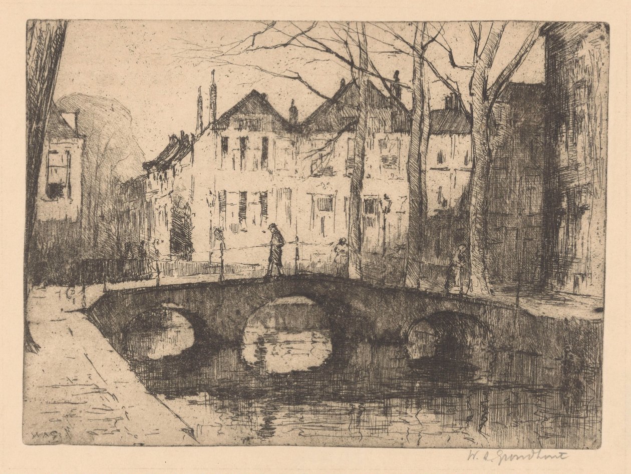 Forja água em Haia de Willem Adrianus Grondhout (signed by artist)