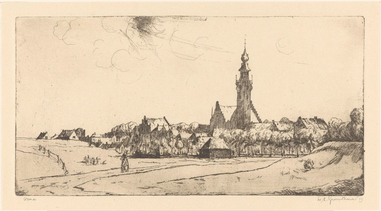 Veere (título original sobre o objecto) de Willem Adrianus Grondhout (signed by artist)