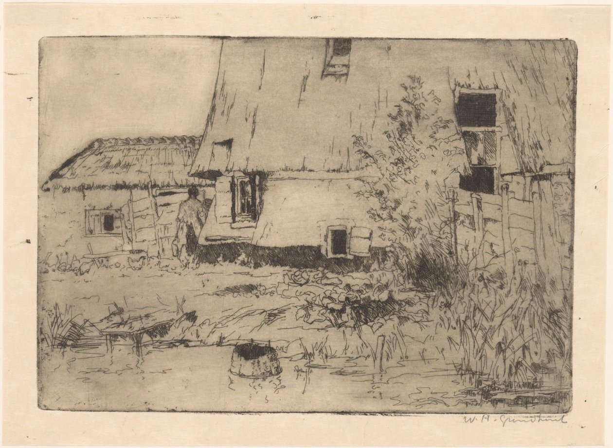 Pé de um moinho em Voorburg de Willem Adrianus Grondhout (signed by artist)