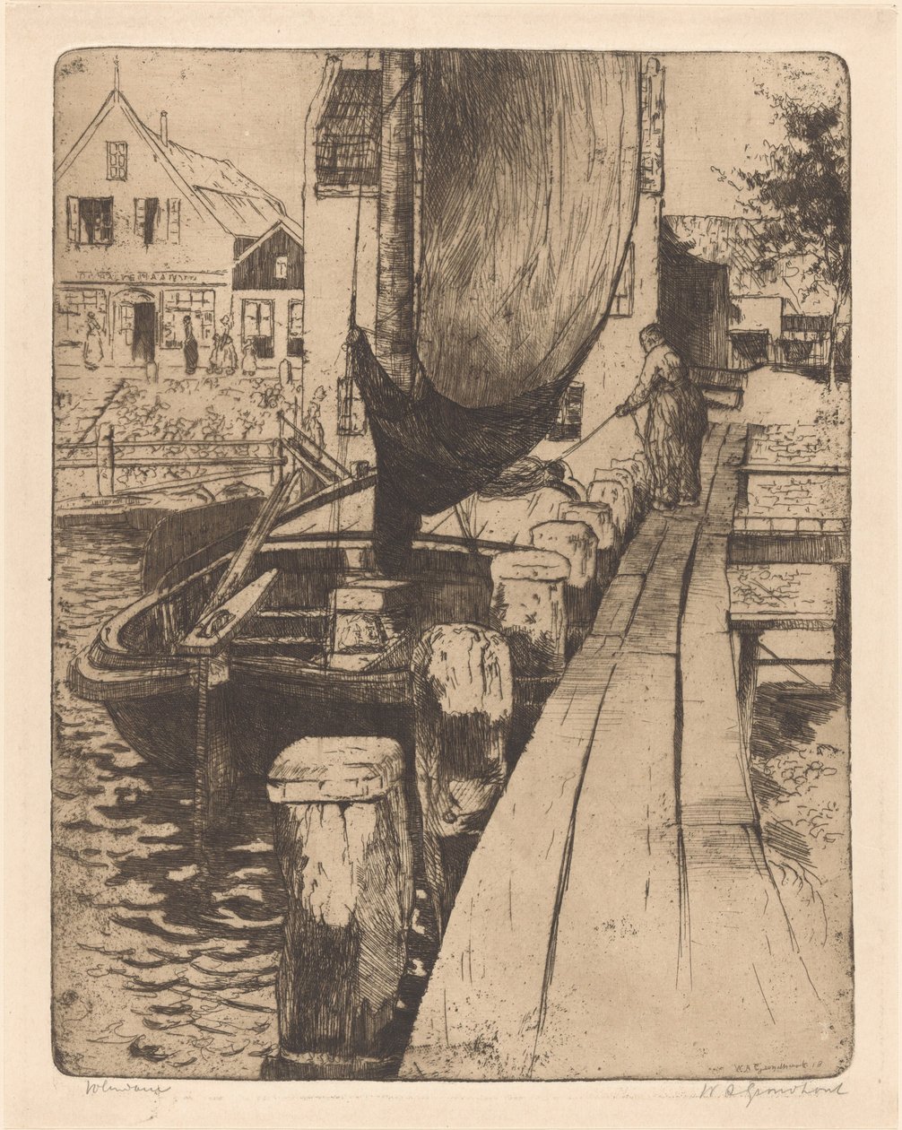 Volendam (título original no objeto) de Willem Adrianus Grondhout (signed by artist)