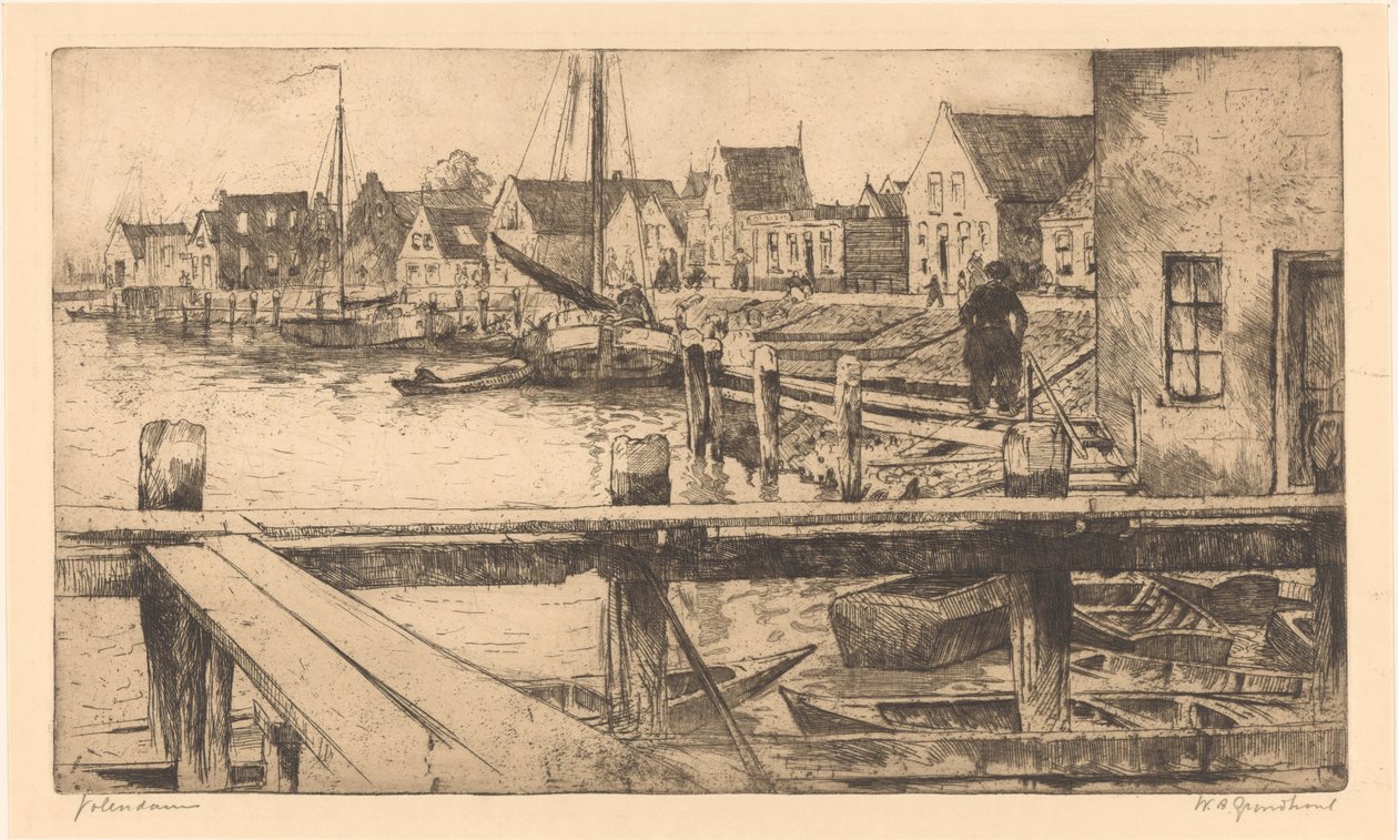 Volendam (título original sobre o objecto) de Willem Adrianus Grondhout (signed by artist)