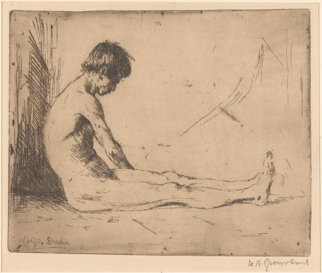 Sentado, homem nu de Willem Adrianus Grondhout (signed by artist)