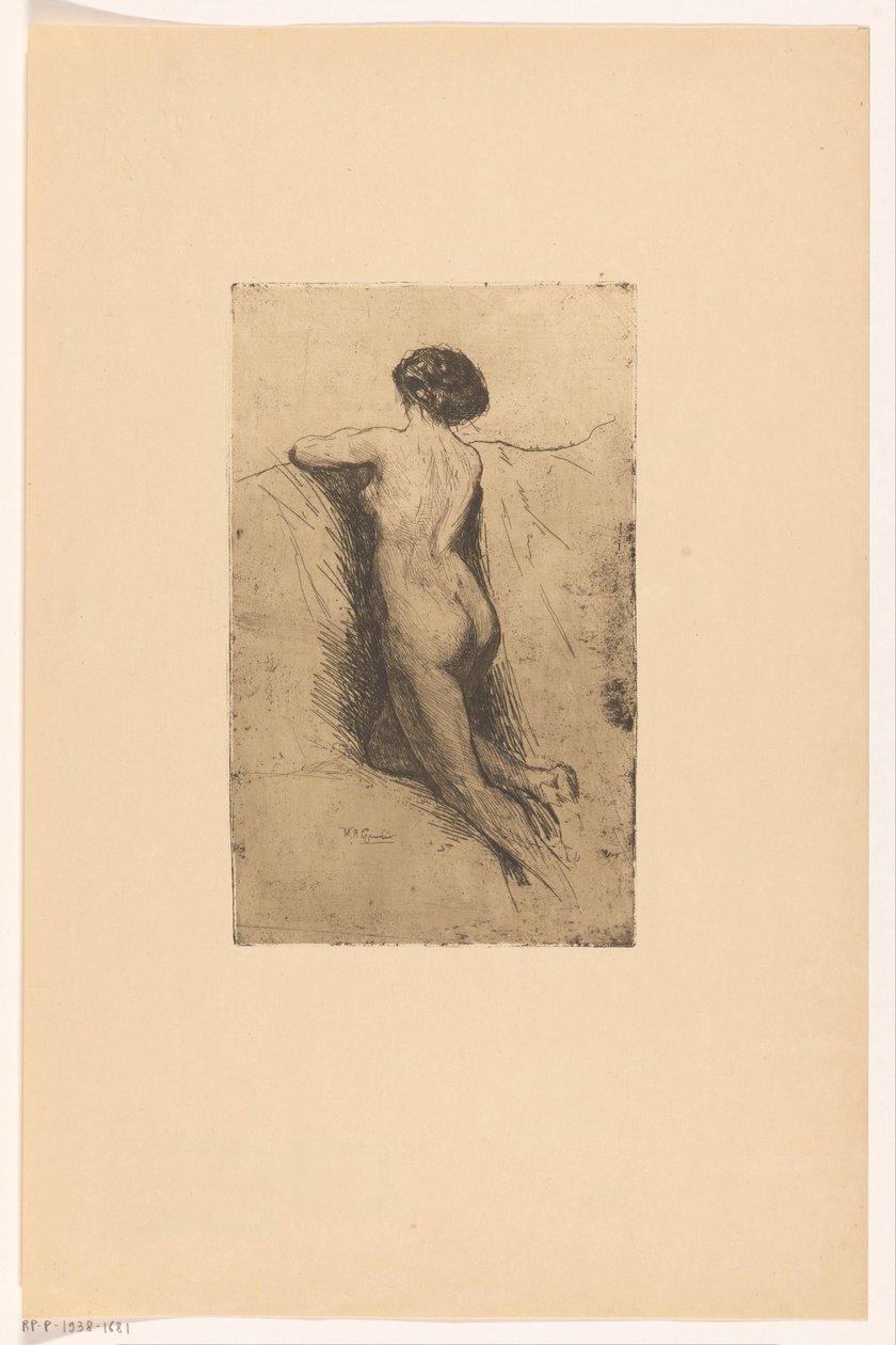 Corpo traseiro de uma mulher nua de Willem Adrianus Grondhout