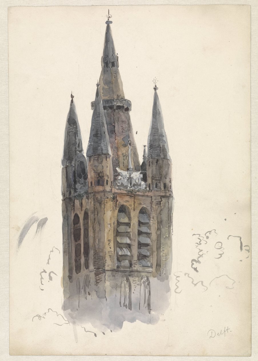 Torre da igreja em Delft de Willem Anthonie van Deventer
