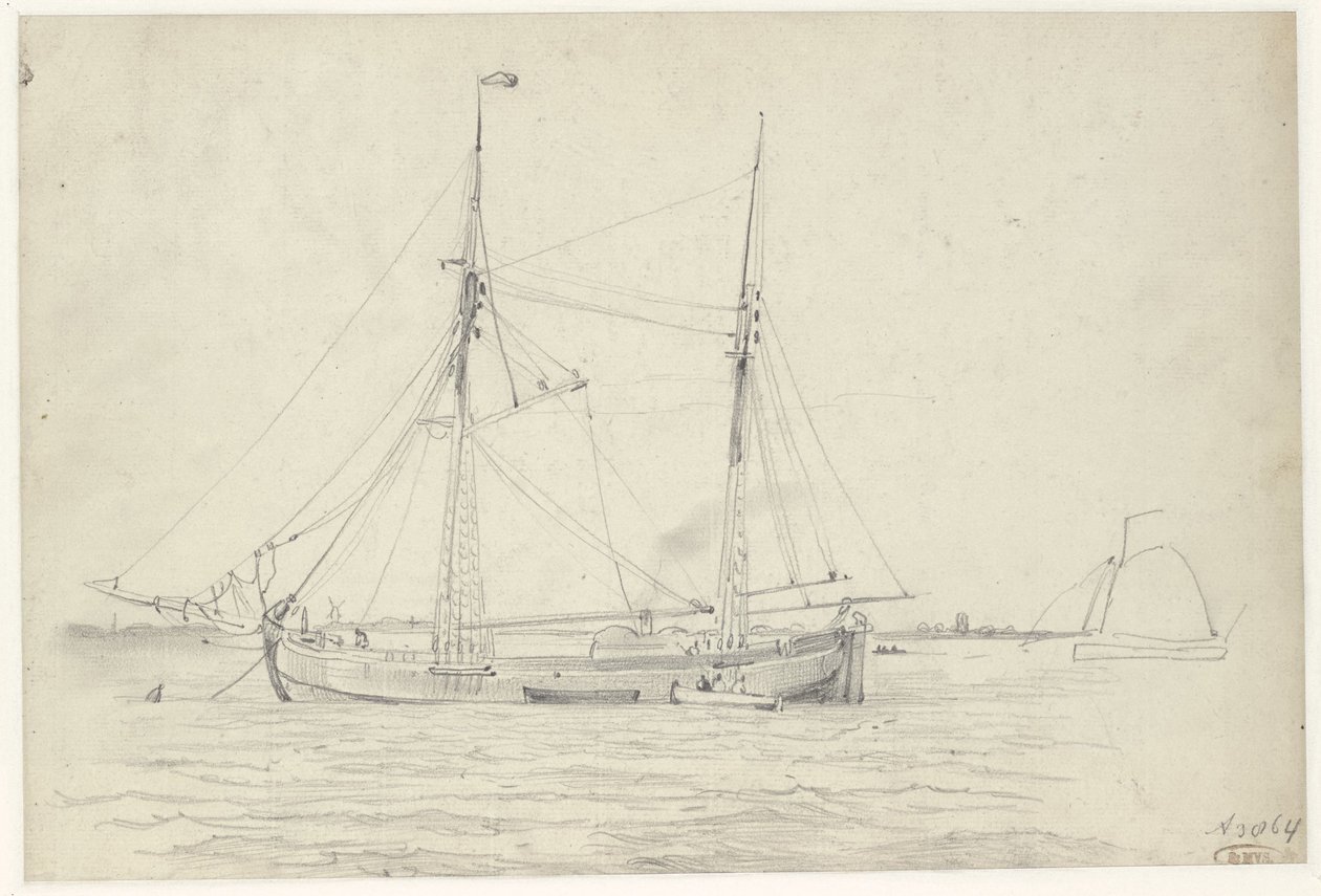 Navio sobre a água de Willem Anthonie van Deventer