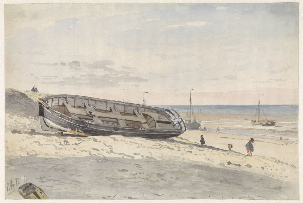 Barcaças na praia de Willem Anthonie van Deventer