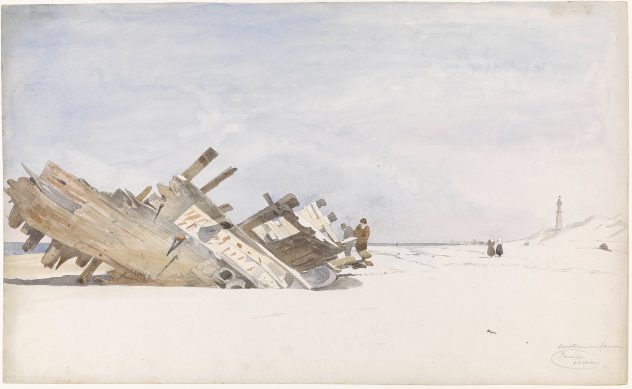 Naufrágios na praia de Renesse em Schouwen-Duivenland de Willem Anthonie van Deventer