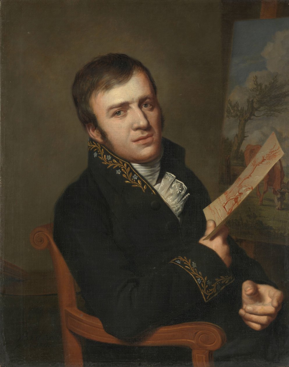 Jan (Baptista) Kobell II (1778-1814), Pintor, no Uniforme de um Membro do Instituto Real de Ciência, Literatura e Belas Artes de Willem Bartel van der Kooi