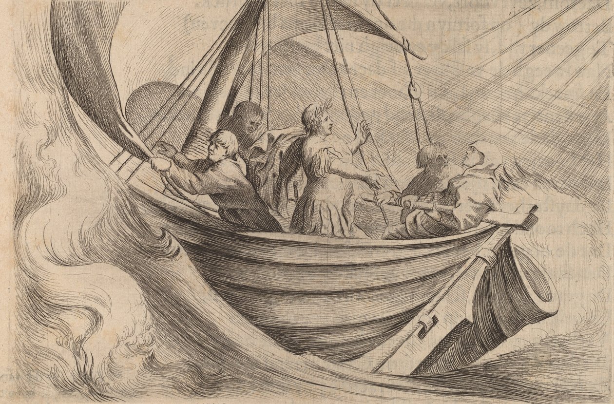Caesar Crossing Stormy Seas, 1634. de Willem Basse