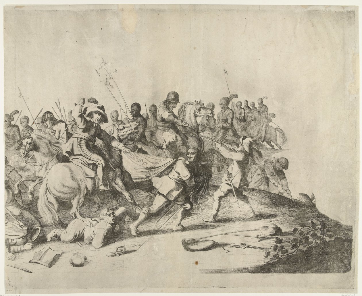 Luta entre cavaleiros e soldados a pé de Willem Basse