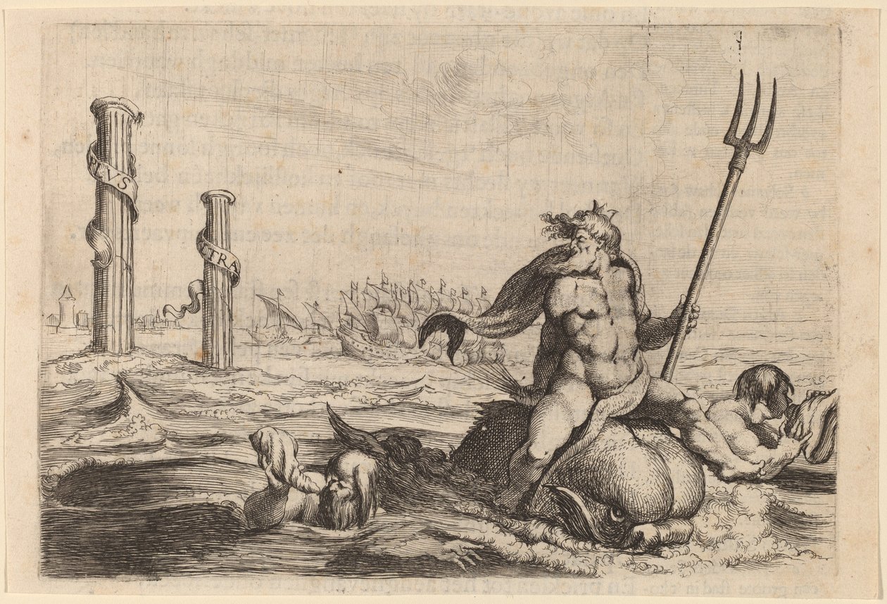 Neptuno e os Pilares de Hércules, 1634. de Willem Basse