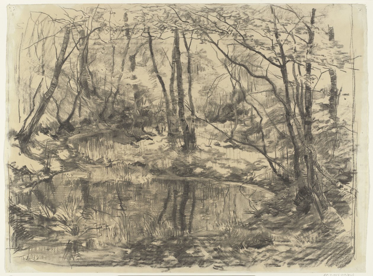 A lagoa coberta de vegetação em Ewijkshoeve de Willem Bastiaan Tholen