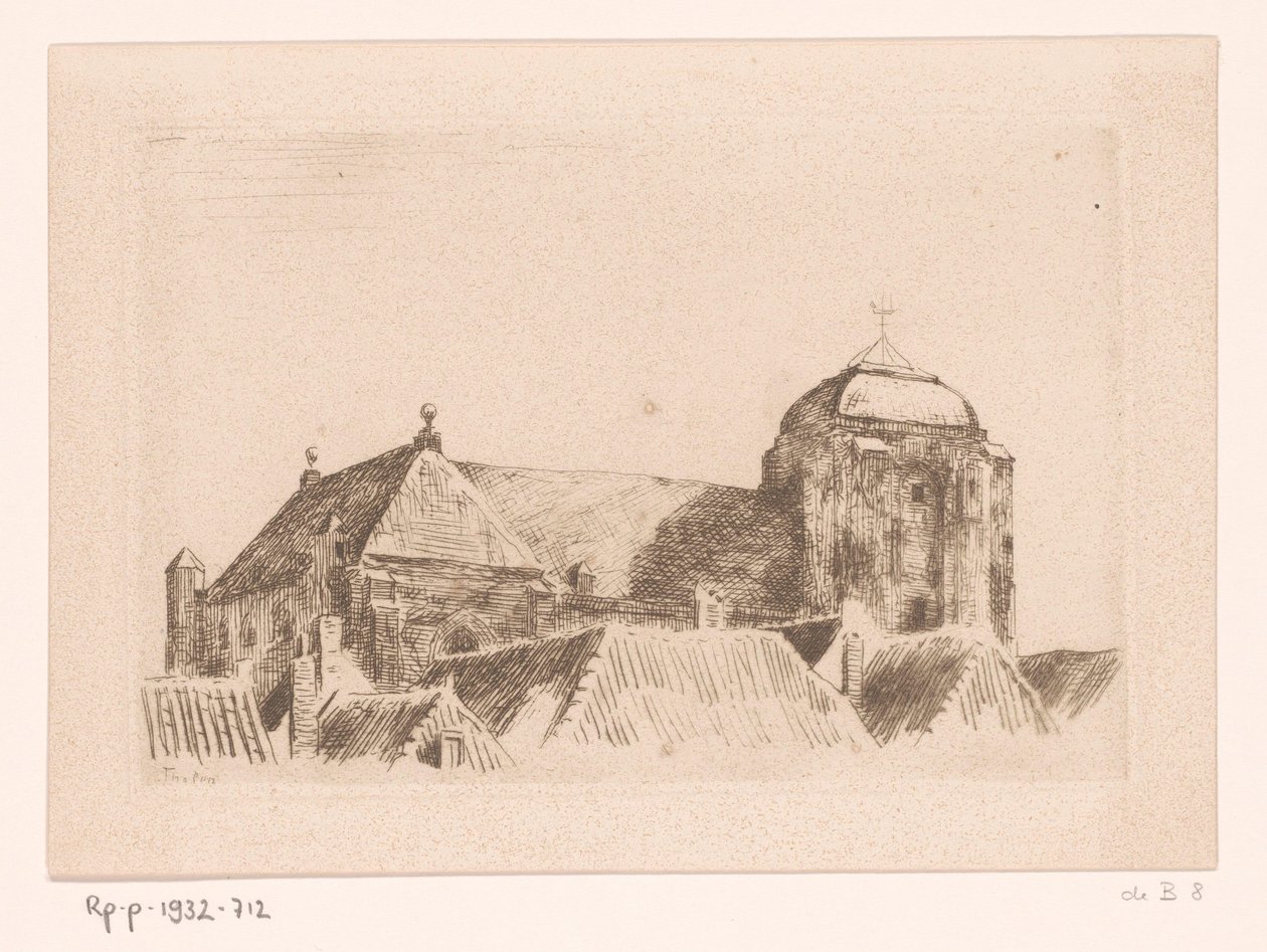 Vista da Grande Igreja, em Veere Navio na torre, Veere (título original) de Willem Bastiaan Tholen