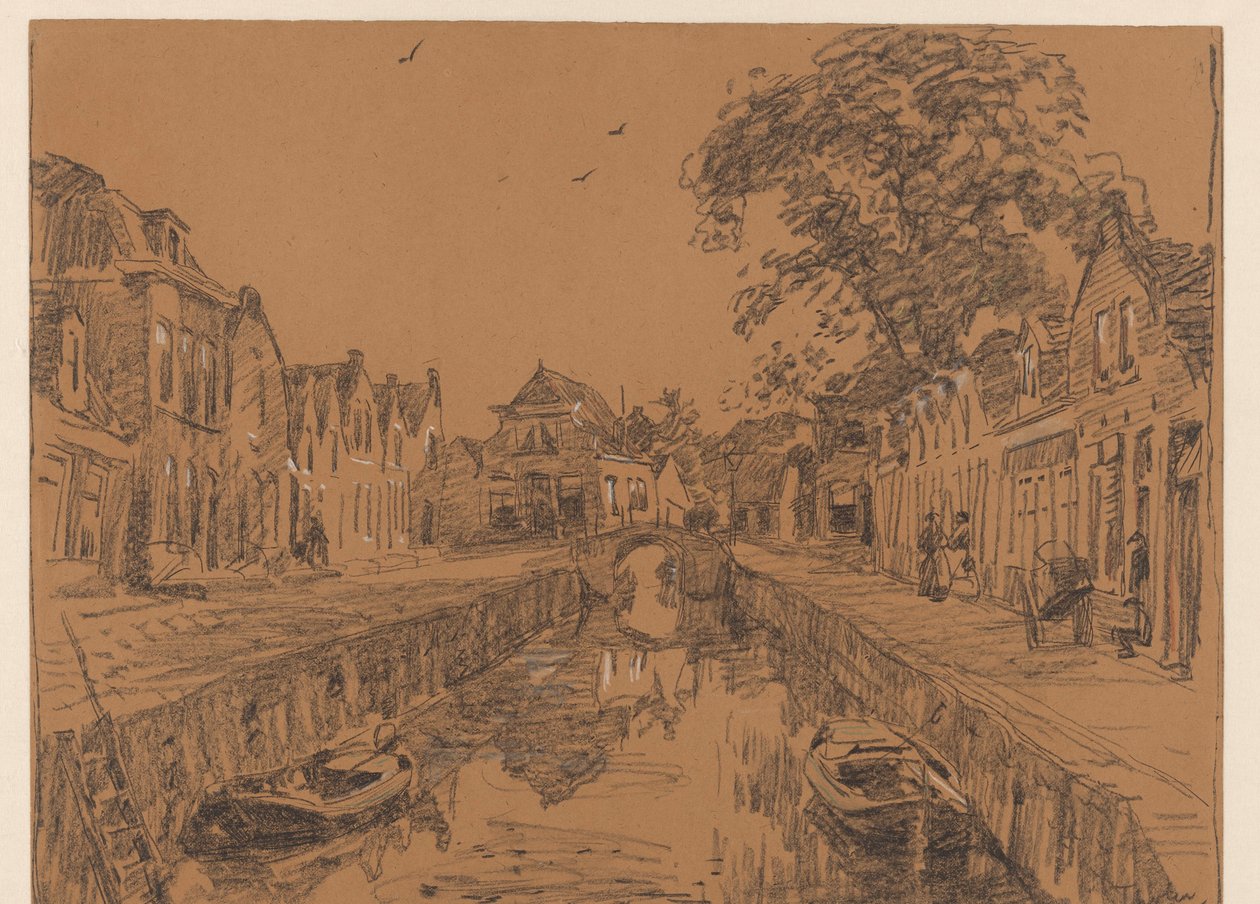 Canal com casas antigas de Willem Bastiaan Tholen