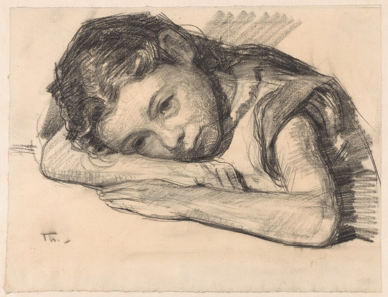 Liesbeth ou Dora Arntzenius quando criança, encostada a um braço de Willem Bastiaan Tholen