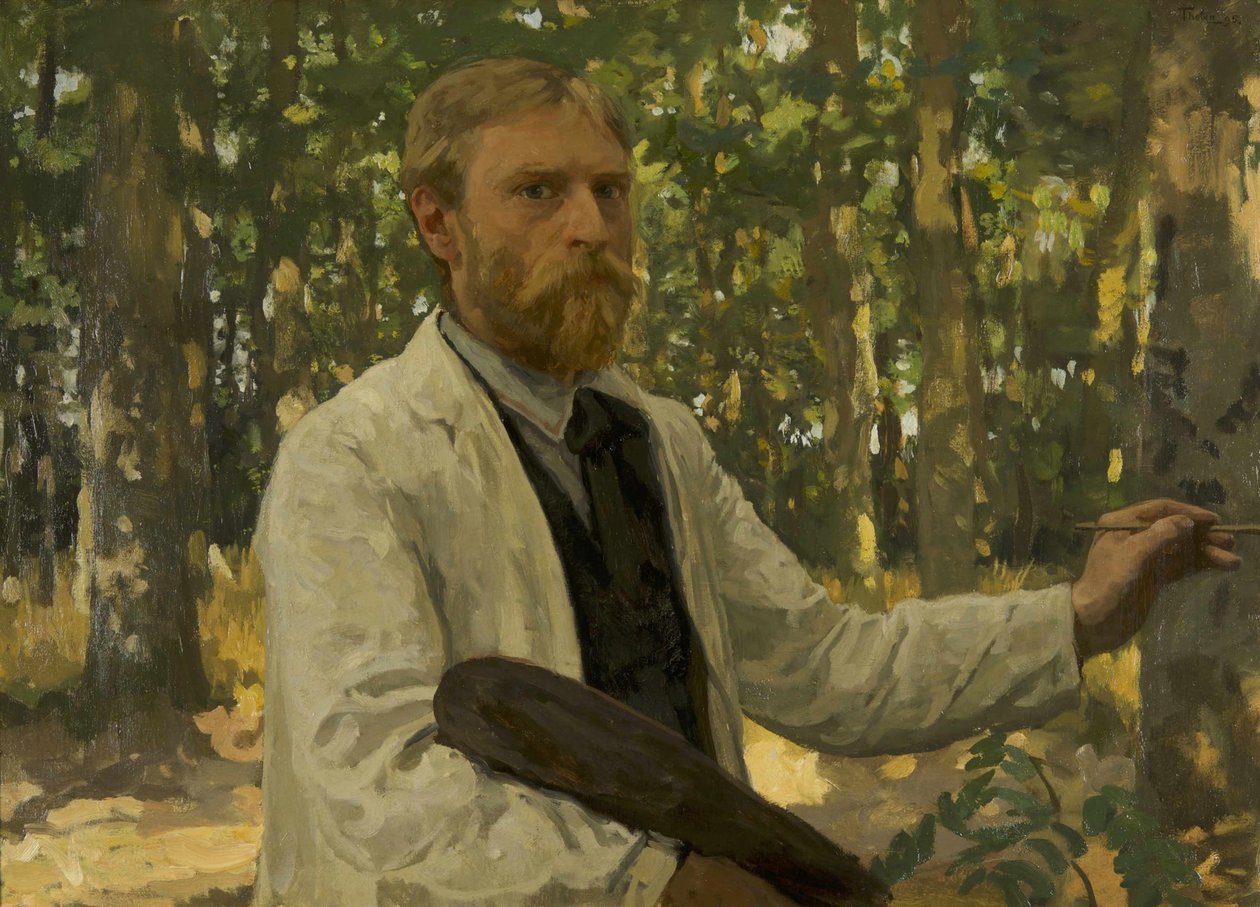 Autorretrato em paisagem arborizada, 1895. de Willem Bastiaan Tholen