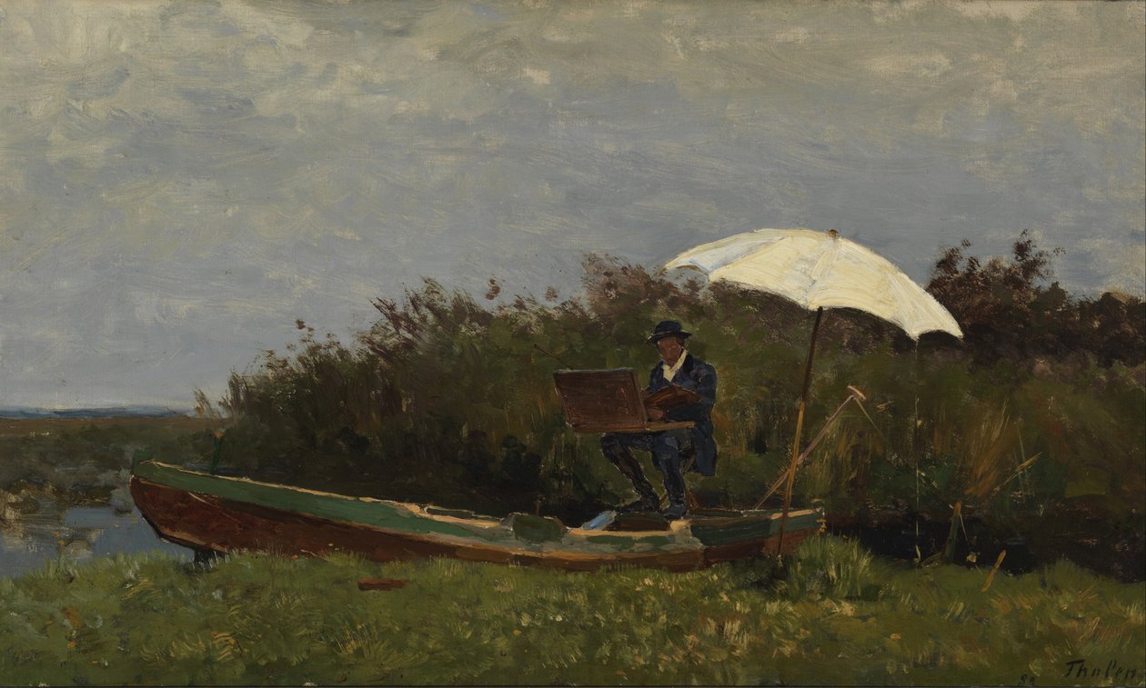 O pintor Gabriël trabalhando em um barco, 1882 de Willem Bastiaan Tholen