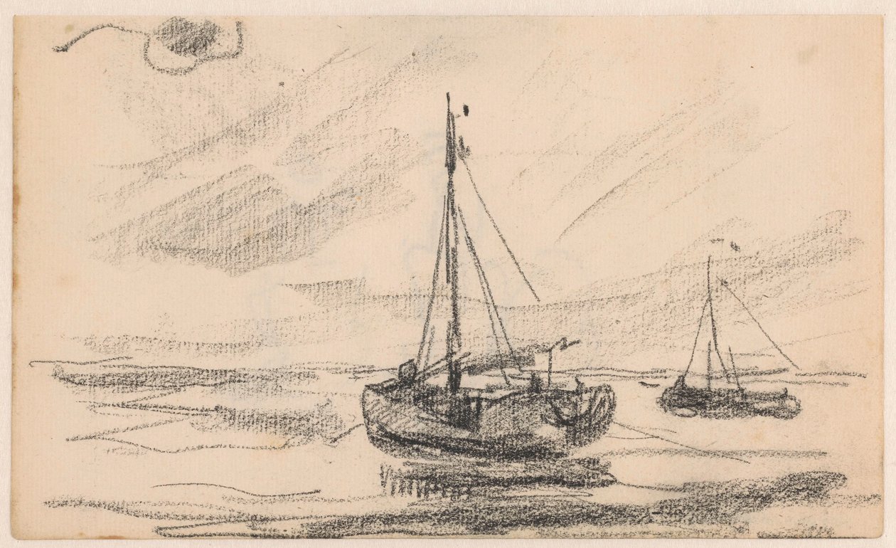 Dois barcos de pesca no mar de Willem Bastiaan Tholen