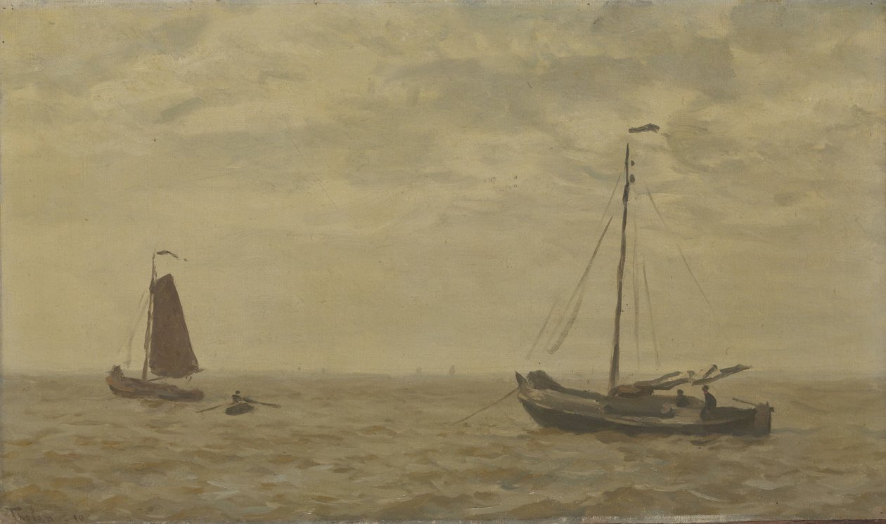 Seascape com barcos de pesca de Willem Bastiaan Tholen