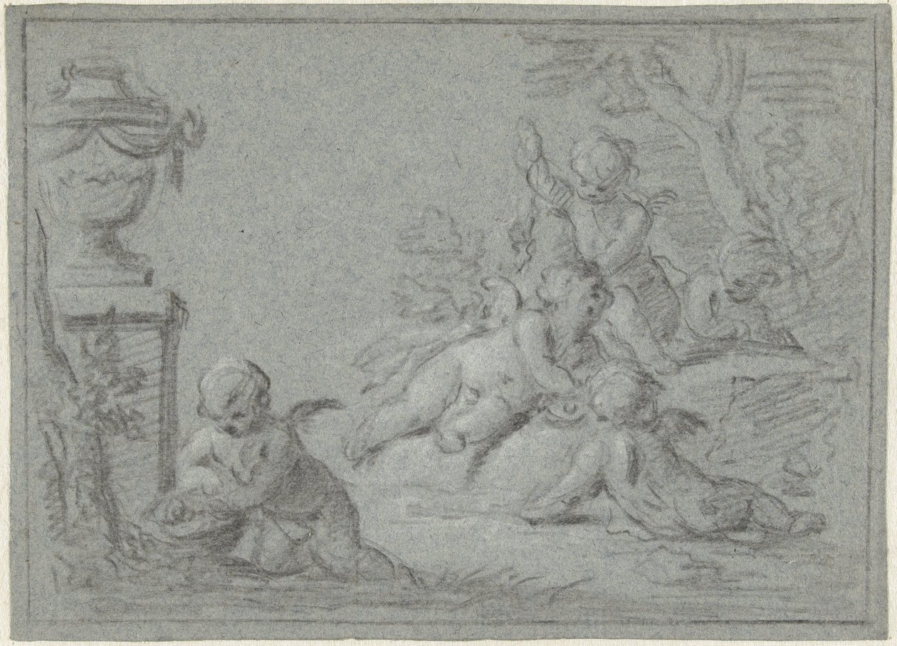 Putti numa paisagem com um vaso de Willem Bilderdijk