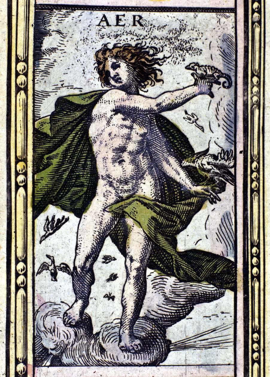 Air, um dos quatro elementos representados no Atlas de W. Blaeu, impresso em Amsterdão em 1655. de Willem Blaeu