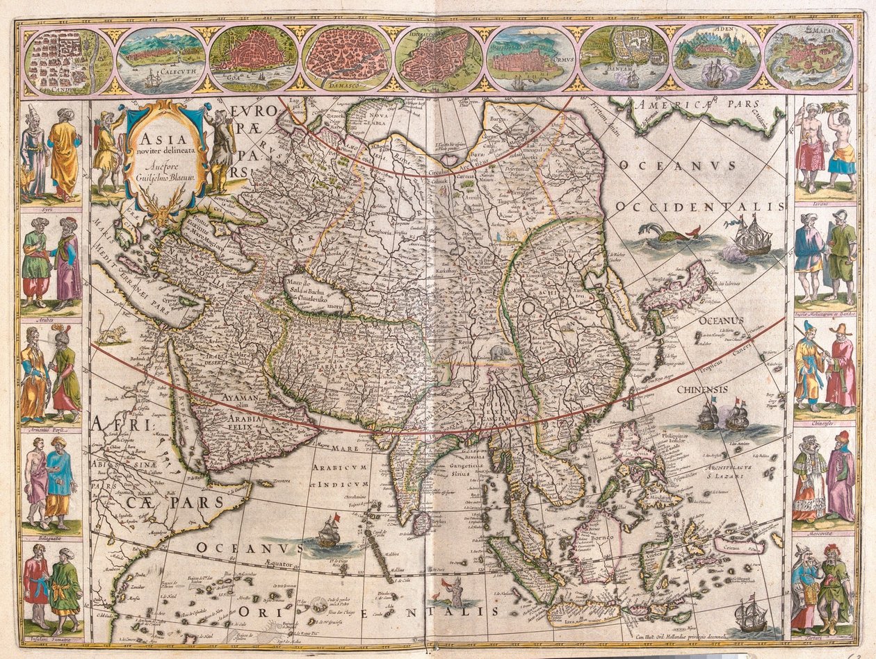 Ásia, em "Theatrum Orbis Terrarum, sive Atlas Novus" de Willem Blaeu, Amesterdão de Willem Blaeu