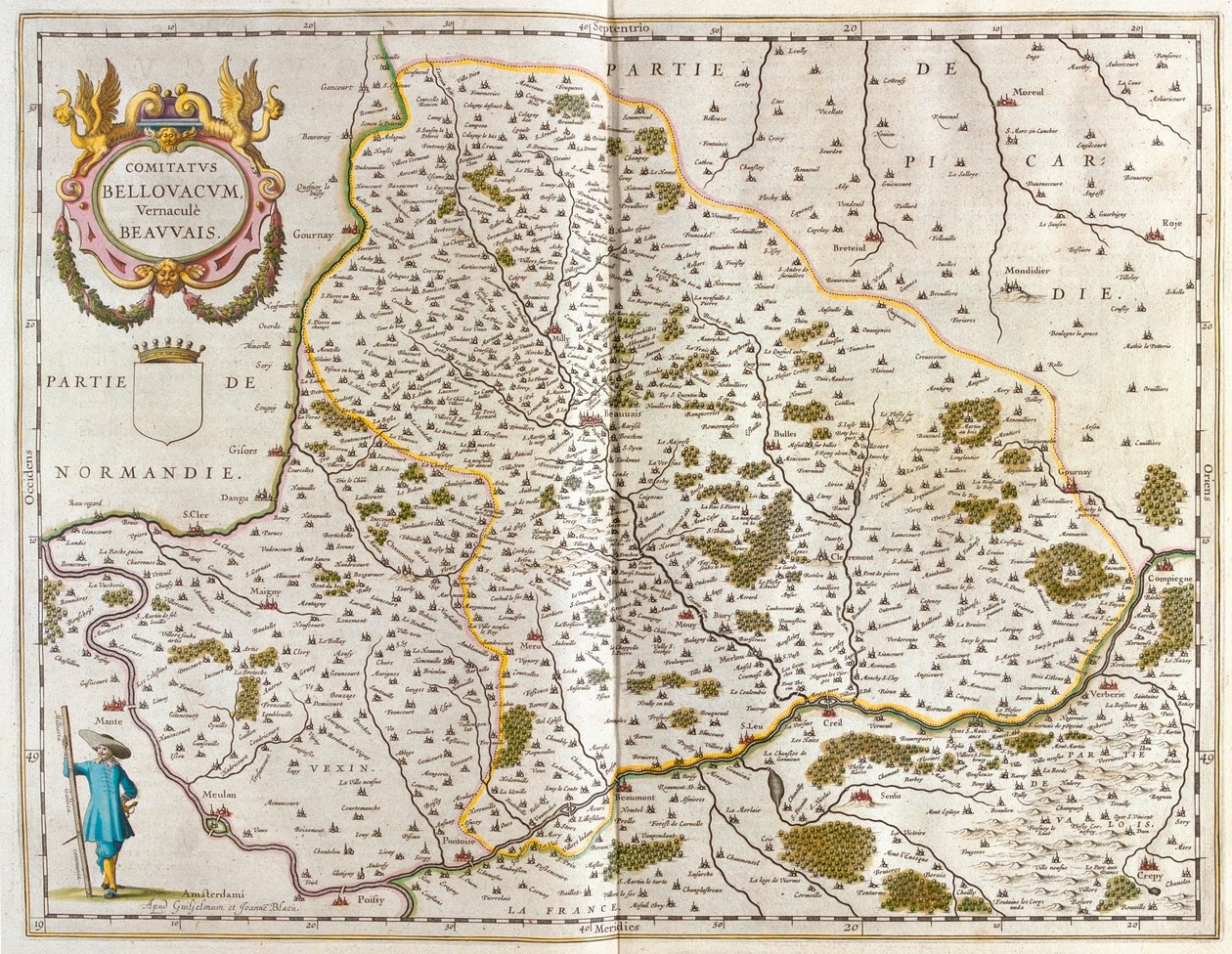 Beauvais, em "Theatrum Orbis Terrarum, sive Atlas Novus" de Willem Blaeu, Amesterdão de Willem Blaeu