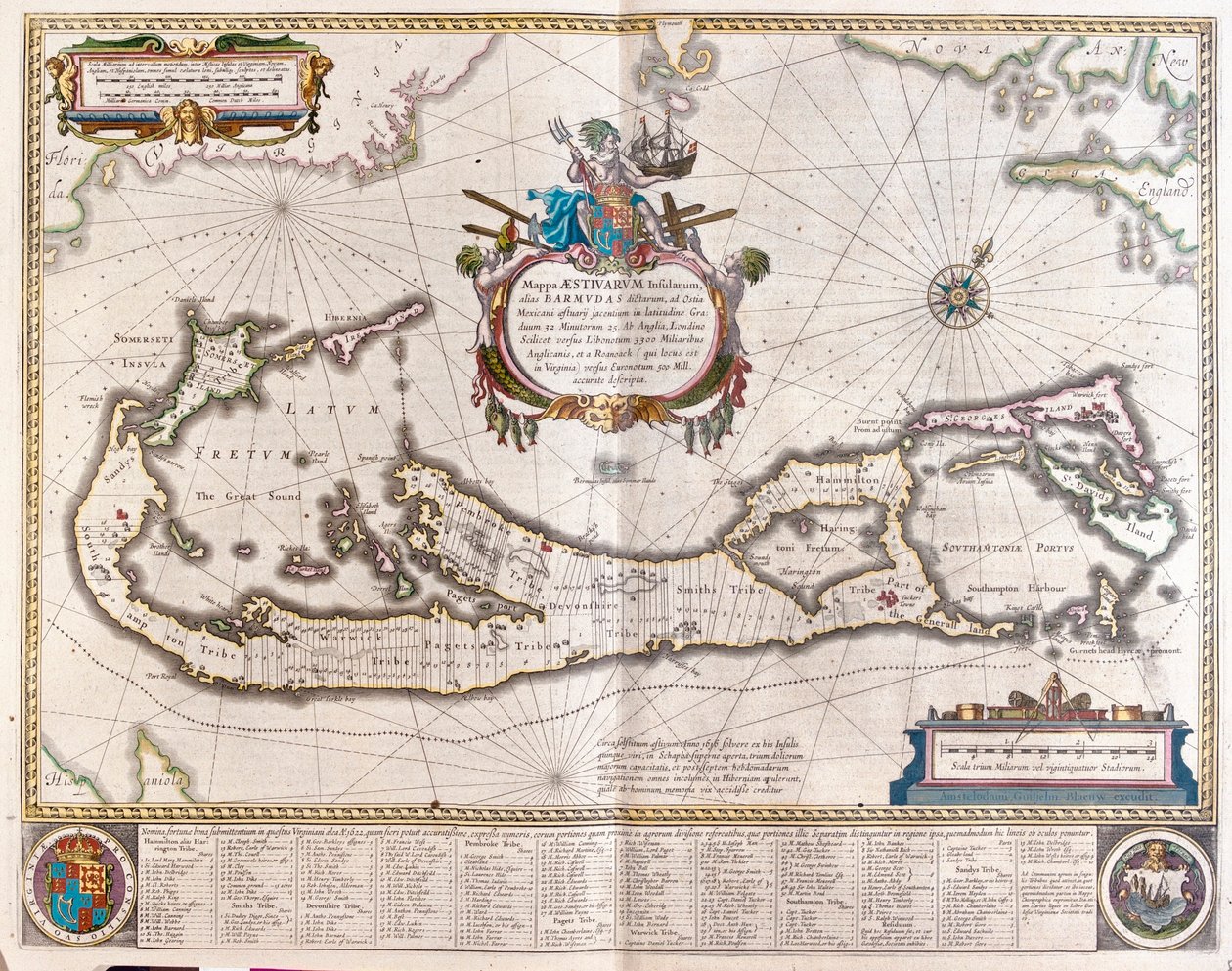 Bermudas, em "Theatrum Orbis Terrarum, sive Atlas Novus" de Willem Blaeu, Amesterdão de Willem Blaeu