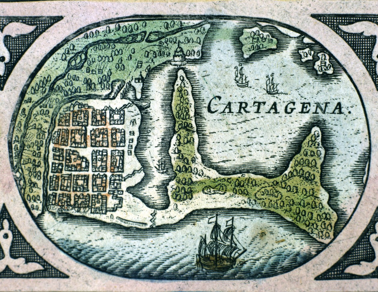 Cartagena na Colômbia a partir do Atlas de W. Blaeu de Willem Blaeu