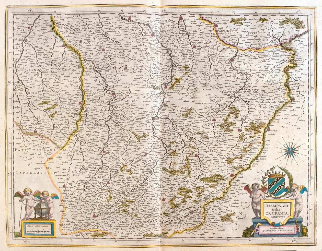 Champagne, em "Theatrum Orbis Terrarum, sive Atlas Novus" de Willem Blaeu, Amesterdão de Willem Blaeu